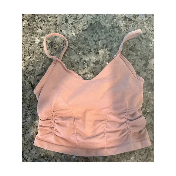 Free People Good Karma Ruched Crop Tank Rose Water/Light Pink - Picture 2 of 6